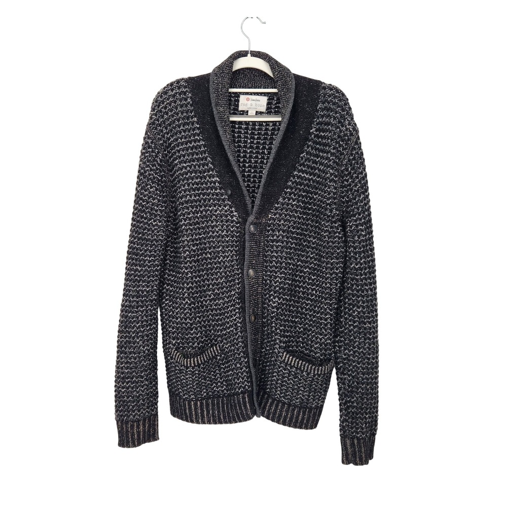 Rag & Bone Neiman Marcus Target Wool Cotton Shawl Cardigan Sweater Men's L Black